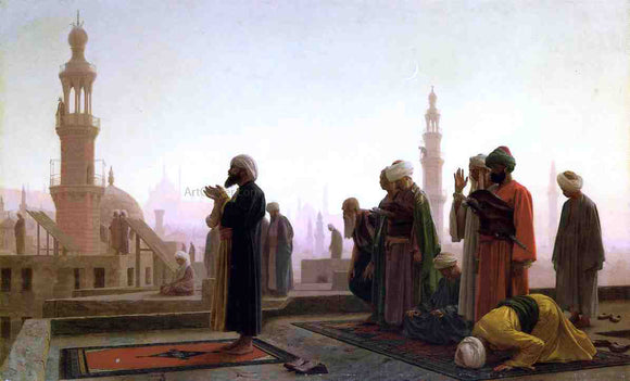  Jean-Leon Gerome Prayer on the Rooftop (in Cairo) - Canvas Art Print