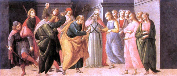  Bartolomeo Di Giovanni Predella: Marriage of Mary - Canvas Art Print