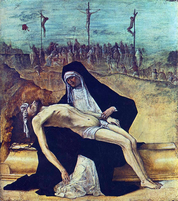  Ercole De' Roberti Predella of Stories of Christ: 2. Pieta - Canvas Art Print