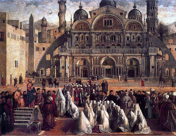  Gentile Bellini Predicacion de San Marcos en Alejandria - Canvas Art Print