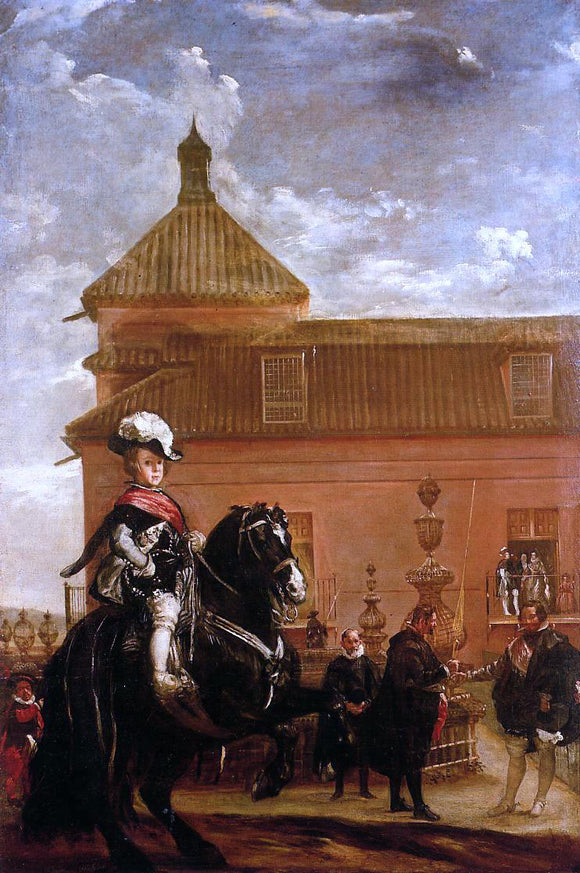  Diego Velazquez Prince Baltasar Carlos with the Count-Duke of Olivares at the Royal Mews - Canvas Art Print