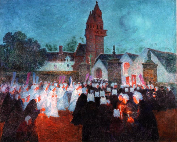  Ferdinand Du Puigaudeau Procession at Nenvic - Canvas Art Print