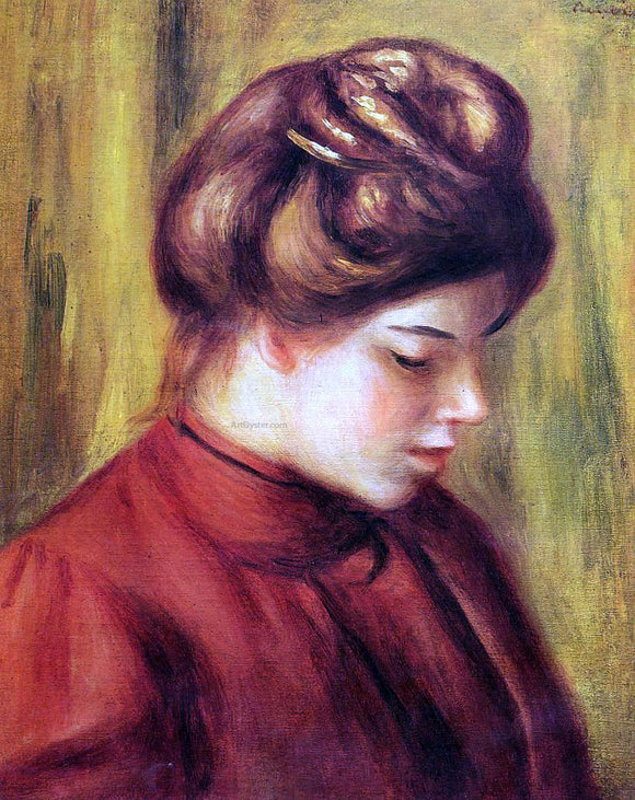  Pierre Auguste Renoir Profile of a Woman in a Red Blouse - Canvas Art Print
