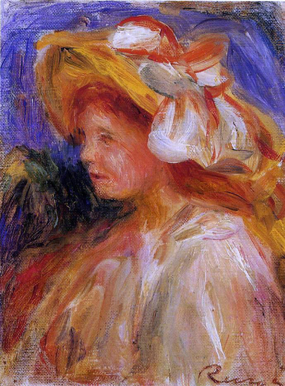 Pierre Auguste Renoir Profile of a Young Woman in a Hat - Canvas Art Print