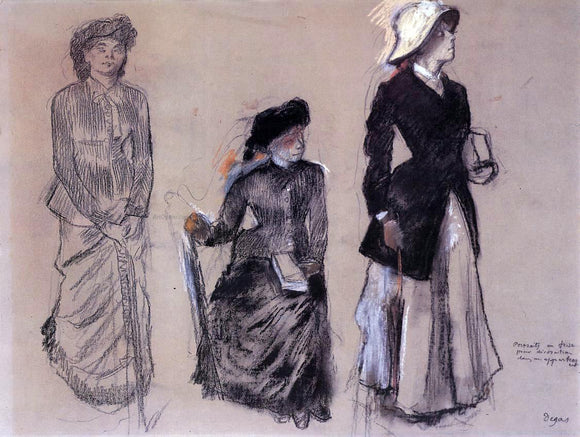  Edgar Degas Project for Portraits in a Frieze - Three Women - Canvas Art Print