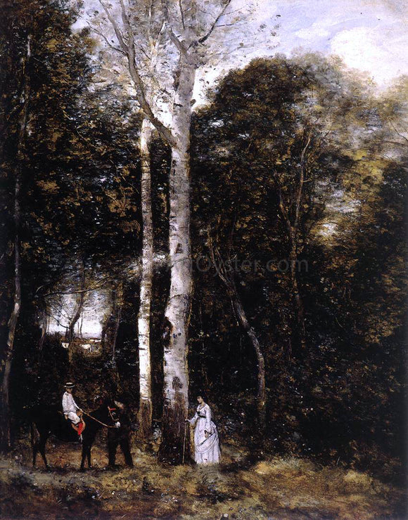  Jean-Baptiste-Camille Corot Promenade in the Parc des Lions at Port-Marly - Canvas Art Print