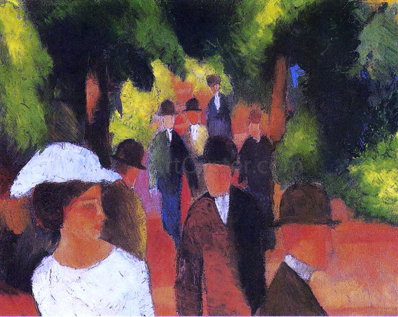  August Macke Promenade (with Half Length of Girl in White) - Canvas Art Print