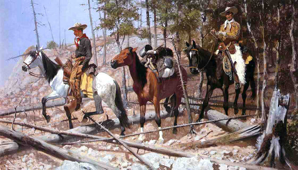  Frederic Remington Prospecting for Cattle Range - Canvas Art Print