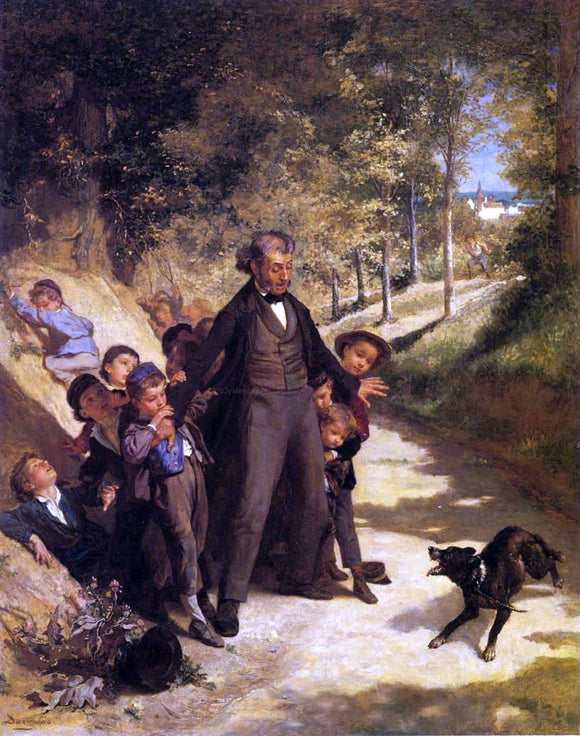  Andre Henri Dargelas Protecting the Schoolchildren - Canvas Art Print