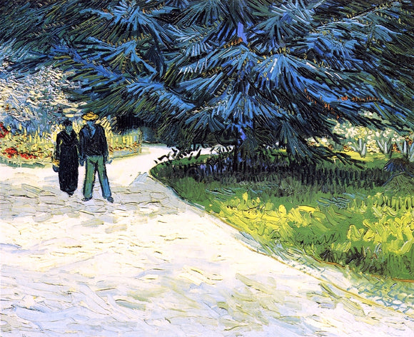  Vincent Van Gogh Public Garden with Couple and Blue Fir Tree - Canvas Art Print