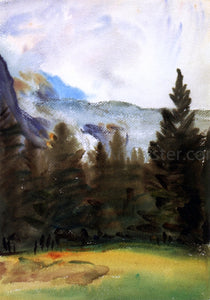  John Singer Sargent Purtud: Fir Trees and Snow Mountains - Canvas Art Print