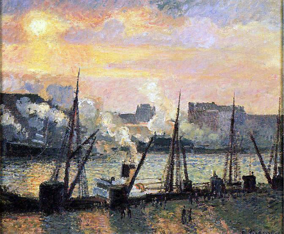  Camille Pissarro Quay in Rouen: Sunset - Canvas Art Print