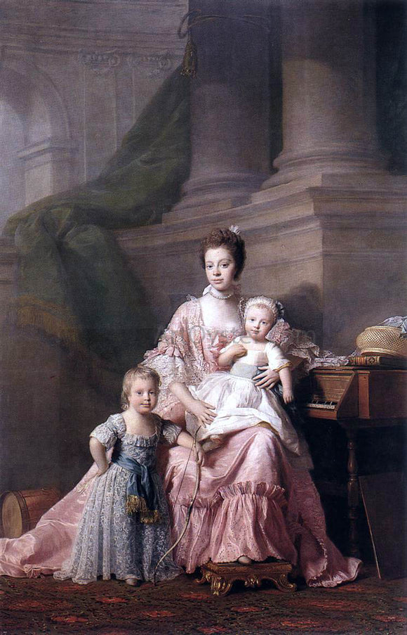  Allan Ramsay Queen Charlotte with her Two Children - Canvas Art Print