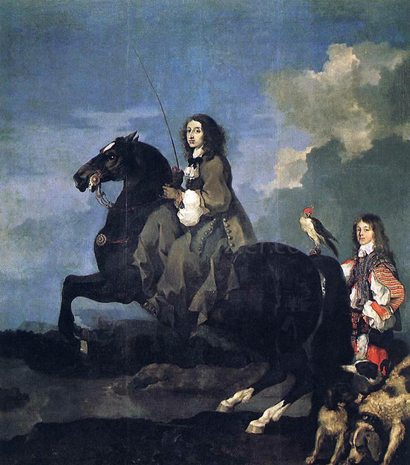  Sebastien Bourdon Queen Christina of Sweden on Horseback - Canvas Art Print