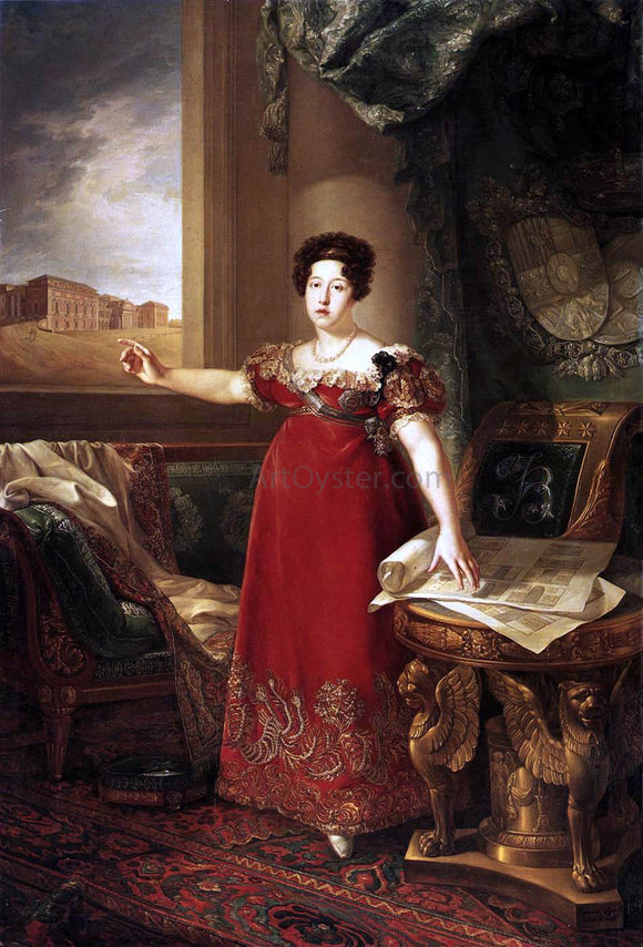  Bernardo Lopez Y Piquer Queen Maria Isabel de Braganza - Canvas Art Print