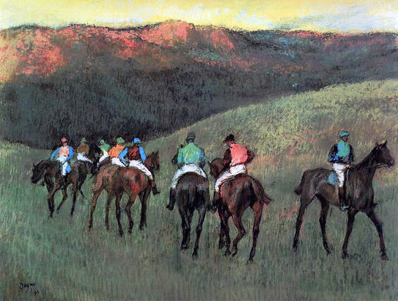  Edgar Degas Racehorses in a  Landscape - Canvas Art Print