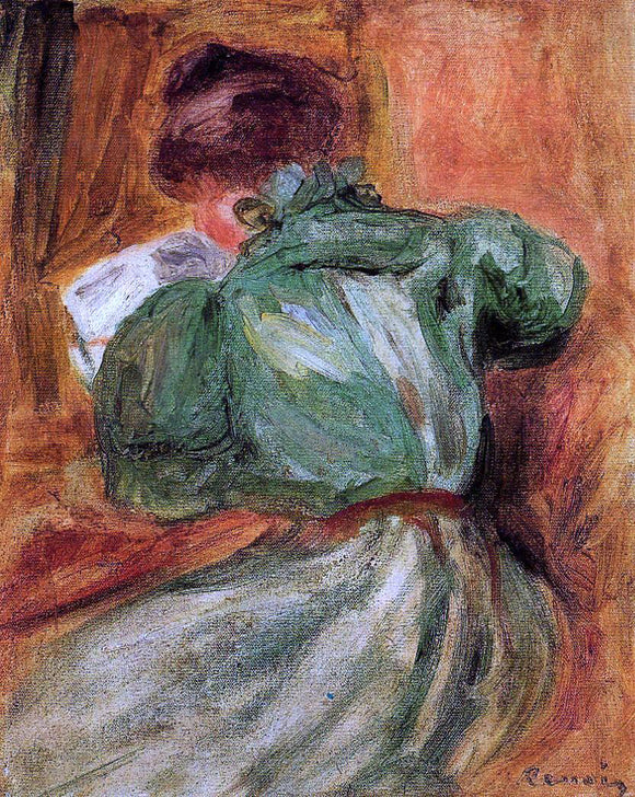  Pierre Auguste Renoir Reader in Green - Canvas Art Print