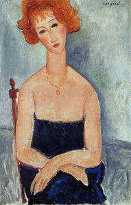  Amedeo Modigliani A Redhead Wearing a Pendant - Canvas Art Print