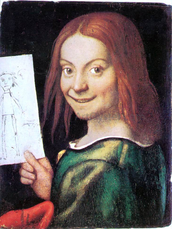  Giovanni Francesco Caroto Read-headed Youth Holding a Drawing - Canvas Art Print