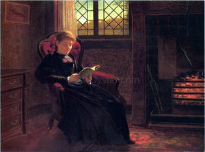  Samuel S Carr Reading by the Fire - Canvas Art Print
