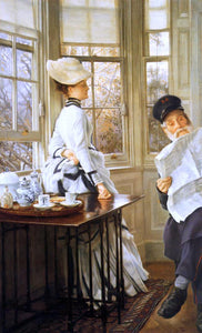  James Tissot Reading the News - Canvas Art Print