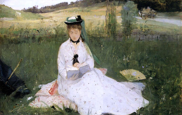  Berthe Morisot Reading with Green Umbrella - Canvas Art Print