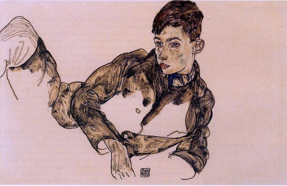  Egon Schiele Reclining Boy Leaning on His Elbow - Canvas Art Print