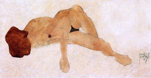 Egon Schiele Reclining Female Nude - Canvas Art Print