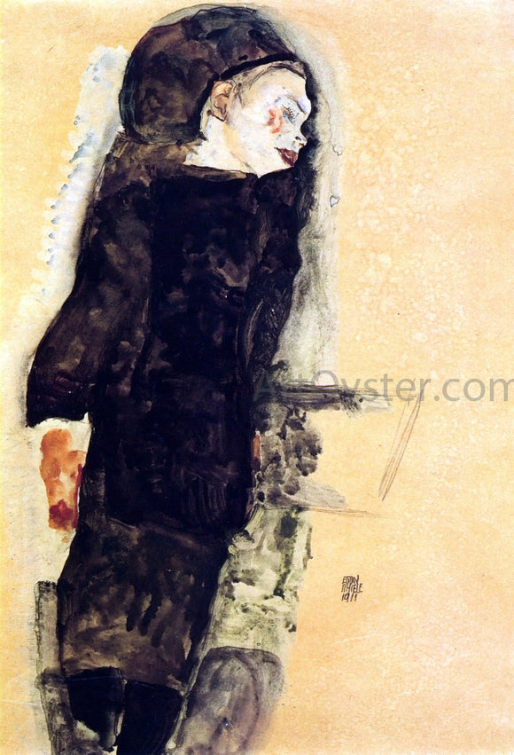  Egon Schiele Reclining Girl, with Round Head - Canvas Art Print