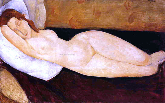  Amedeo Modigliani Reclining Nude, Head Resting on Right Arm (also known as Nude on a Couch) - Canvas Art Print