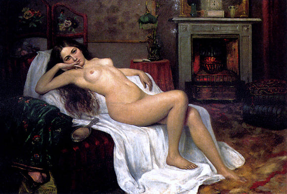  Sergei Semenovich Egornov A Reclining Nude On A Draped Sofa - Canvas Art Print