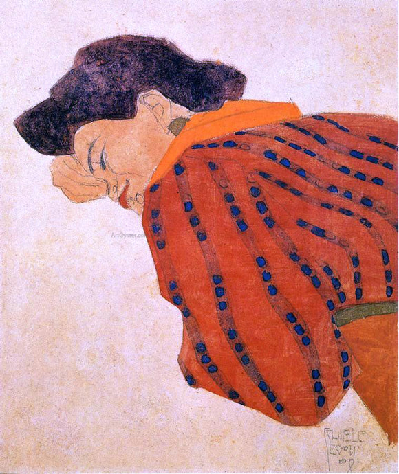  Egon Schiele Reclining Woman with Red Blouse - Canvas Art Print