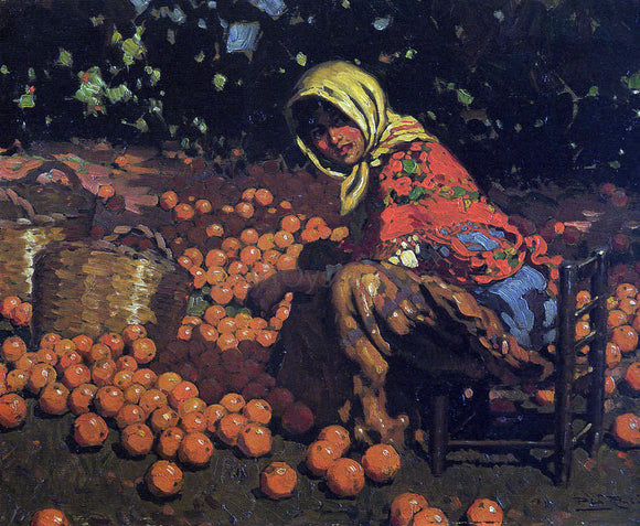  Alberto Pla Y Rubio Recogiendo  Naranjas - Canvas Art Print