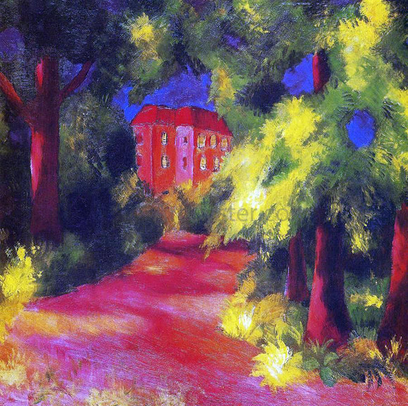  August Macke Red House in a Park - Canvas Art Print