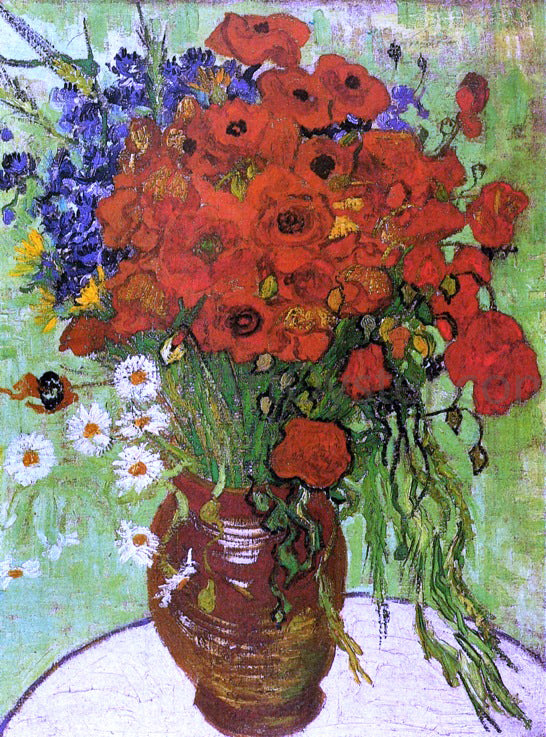  Vincent Van Gogh A Vase with Red Poppies and Daisies - Canvas Art Print