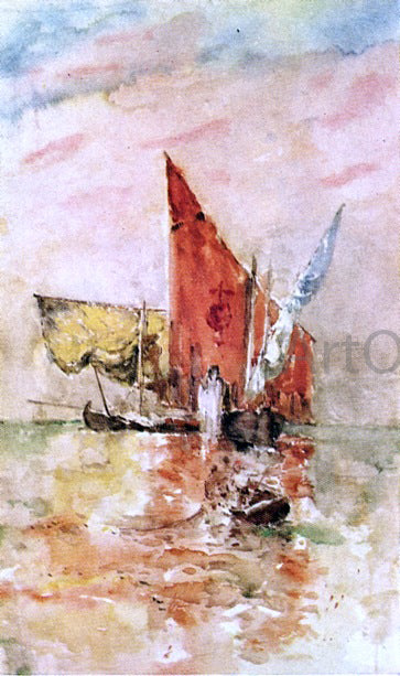  Frank Duveneck Red Sail, Venice - Canvas Art Print