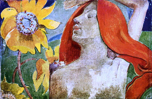  Paul Gauguin Redheaded Woman and Sunflowers - Canvas Art Print