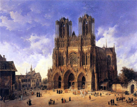  Domenico Quaglio Reims Cathedral - Canvas Art Print