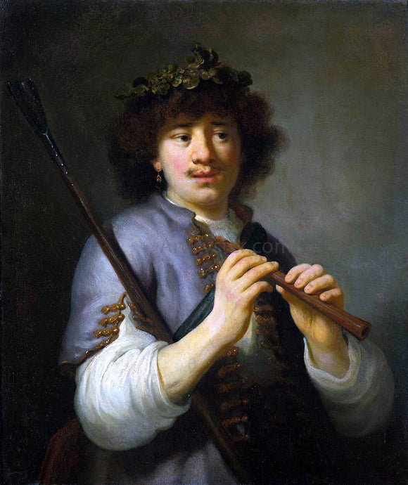  Govert Teunisz Flinck Rembrandt as Shepherd with Staff and Flute - Canvas Art Print