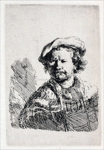  Rembrandt Van Rijn Rembrandt with a Flat Cap and Slashed Vest - Canvas Art Print