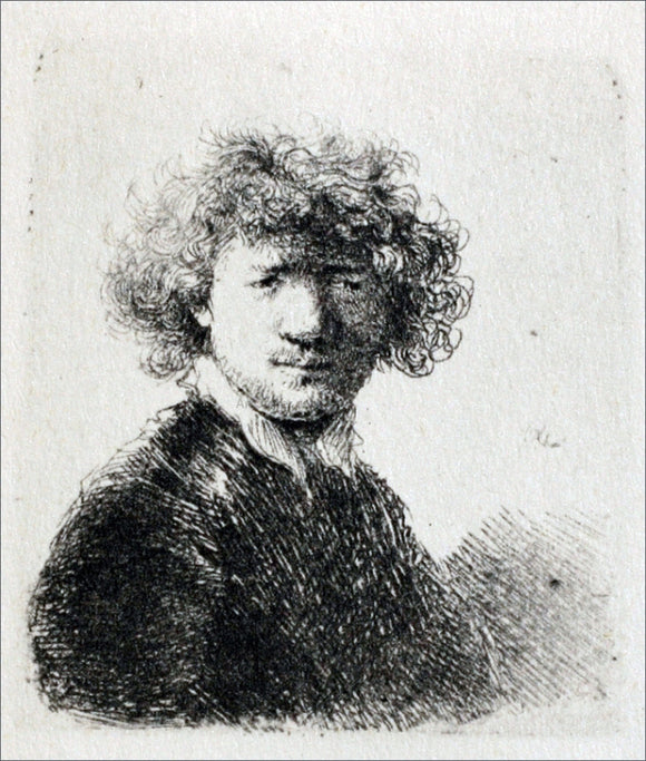  Rembrandt Van Rijn Rembrandt with Bushy Hair and a Small White Collar - Canvas Art Print