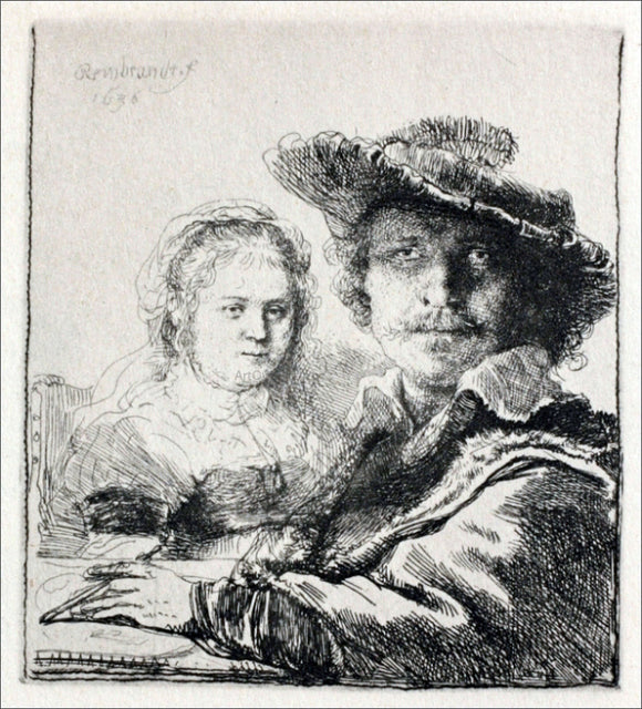  Rembrandt Van Rijn Rembrandt with his Wife - Canvas Art Print