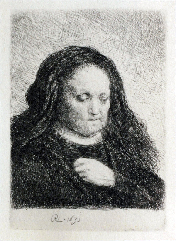  Rembrandt Van Rijn Rembrandt's Mother in a Black Dress, as Small Upright Print - Canvas Art Print