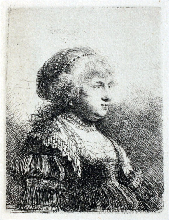  Rembrandt Van Rijn Rembrandt's Wife with Pearls in her Hair - Canvas Art Print