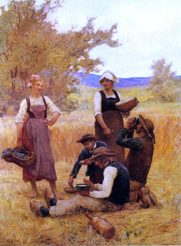  Theophile-Louis Deyrolle Repast in the Fields - Canvas Art Print