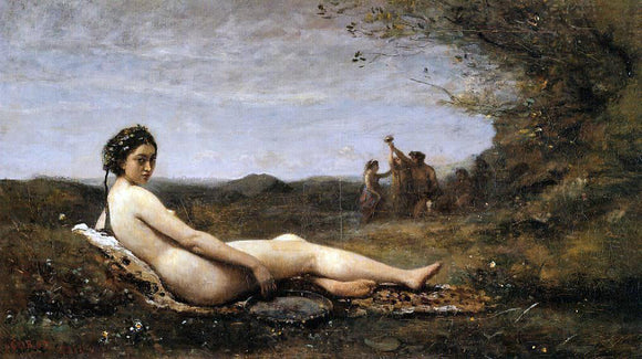  Jean-Baptiste-Camille Corot Repose - Canvas Art Print