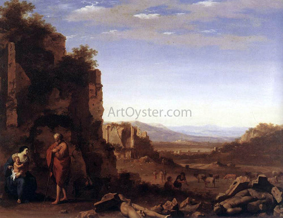  Cornelis Van Poelenburgh Rest on the Flight into Egypt - Canvas Art Print