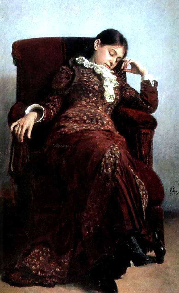  Ilia Efimovich Repin Rest. Portrait of Vera Repina, Artist's Wife - Canvas Art Print