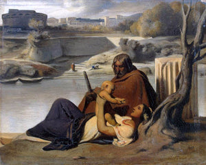  Paul Delaroche Resting on the Banks of the Tiber - Canvas Art Print