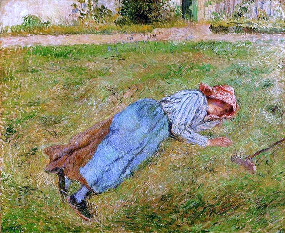  Camille Pissarro Resting, Peasant Girl Lying on the Grass, Pontoise - Canvas Art Print
